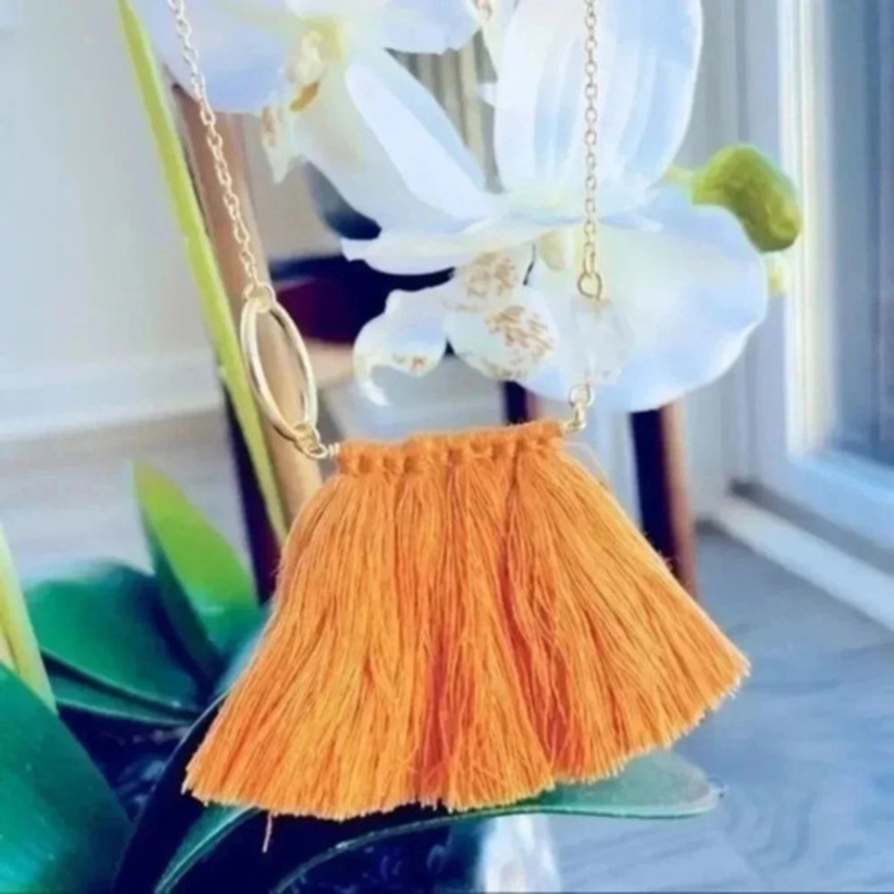 Anthropologie Shiraleah Palma Gold Fringe Crystal  necklace NWT